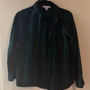 Old Navy Women's Green Plaid Button Down Shirt